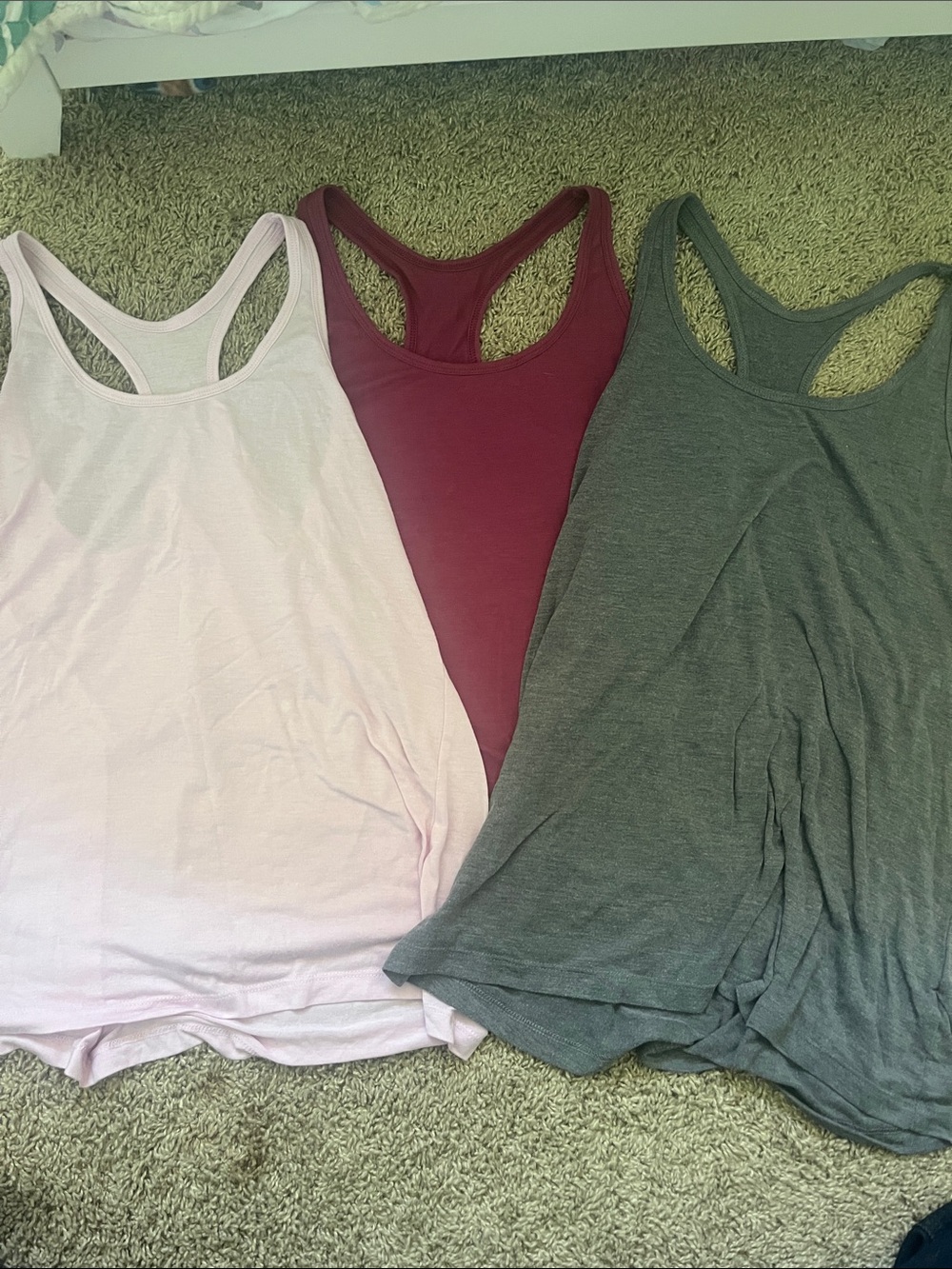 Old Navy Racerback Tank Tops — Light Pink, Burgundy, Heather Gray
